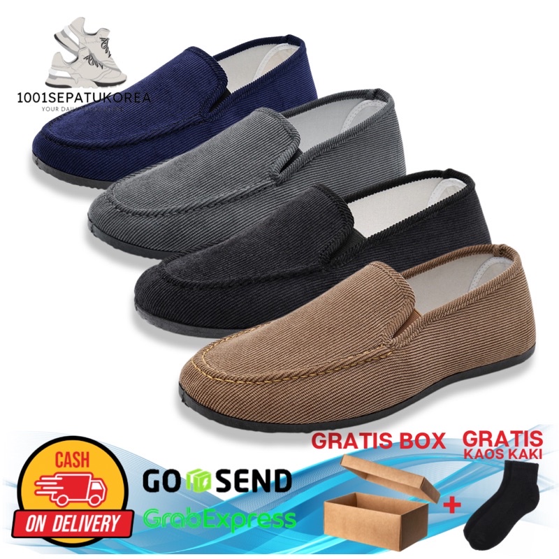 1001 IMPORT SEPATU SLIP ON PRIA SPORT ADELIO FREE BOX DAN KAOS KAKI !!! - 4 WARNA