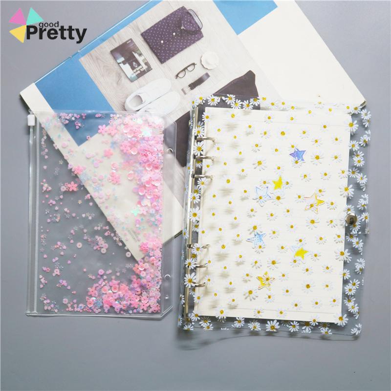 Buku Notebook / Catatan / Diary A6 Cover PVC Transparan Motif Bunga Daisy - PD