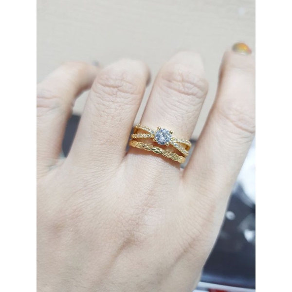 Cincin Titanium Asli gold free size Premium Quality Anti Karat Anti Alergi Ring Import Ct25