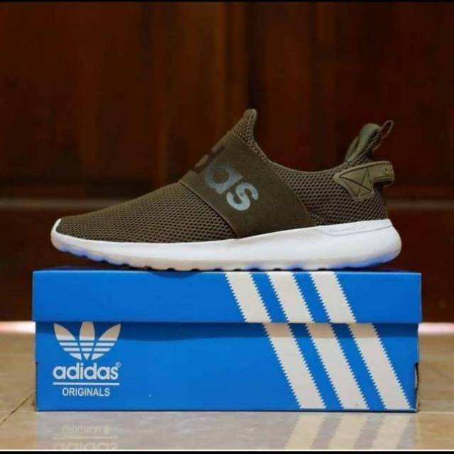 Original BNWB Sepatu Running Adidas Cloudfoam Lite Racer BYD Slip On Olive