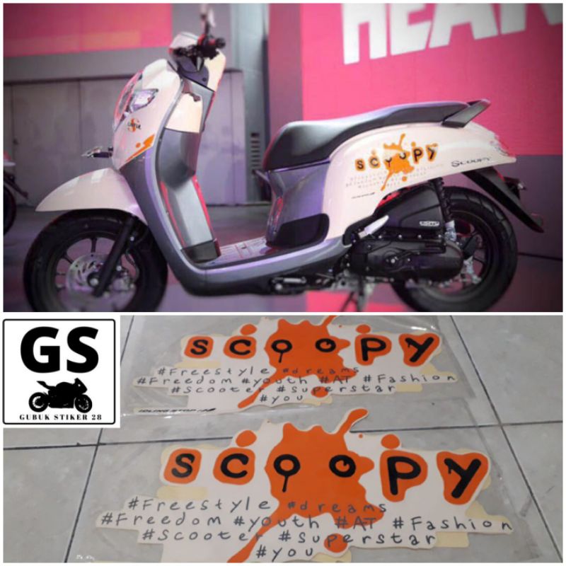 STRIPING STIKER LIS BODY MOTOR HONDA SCOOPY TAHUN 2016-2017 CREM ORISINIL