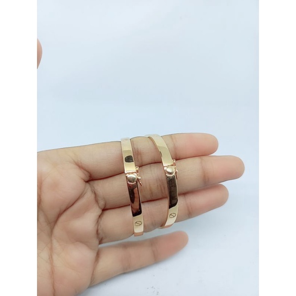 GELANG TANGAN PERAK 925 ASLI LAPIS EMAS /GELANG CART*R BANGLE POLOS /GELANG ASLI SILVER/ PERHIASAN GELANG FASHION WANITA