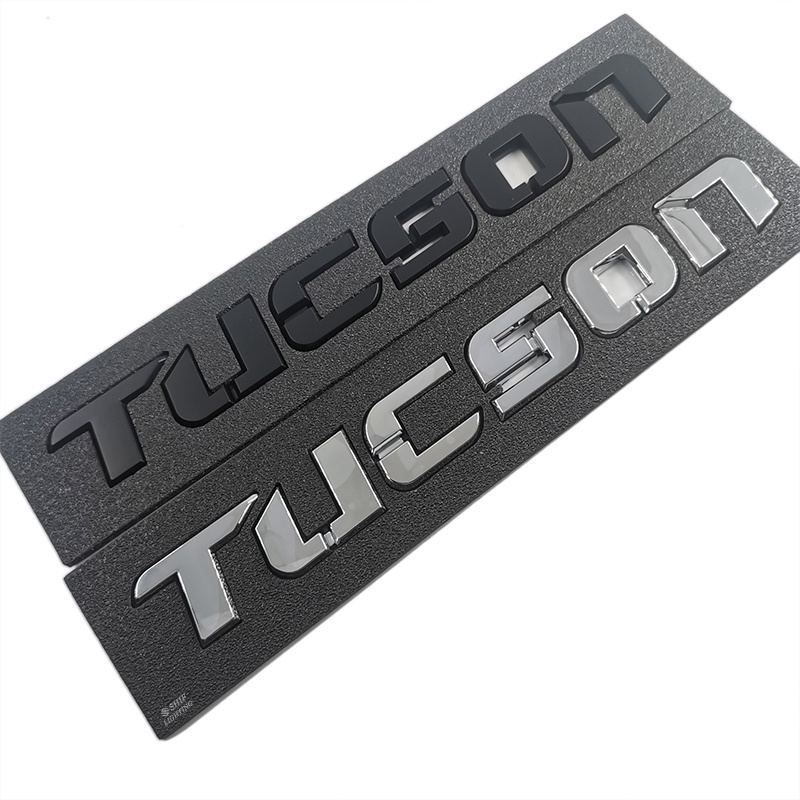 1pc Stiker Emblem Logo TUCSON Bahan ABS Krom Warna Hitam Untuk Bagasi Belakang Mobil HYUNDAI