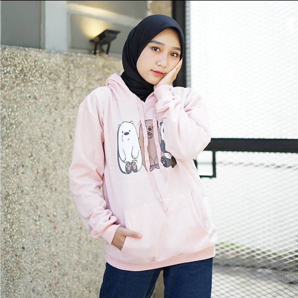 TRIO PANDA Sweater Hoodie Wanita-2