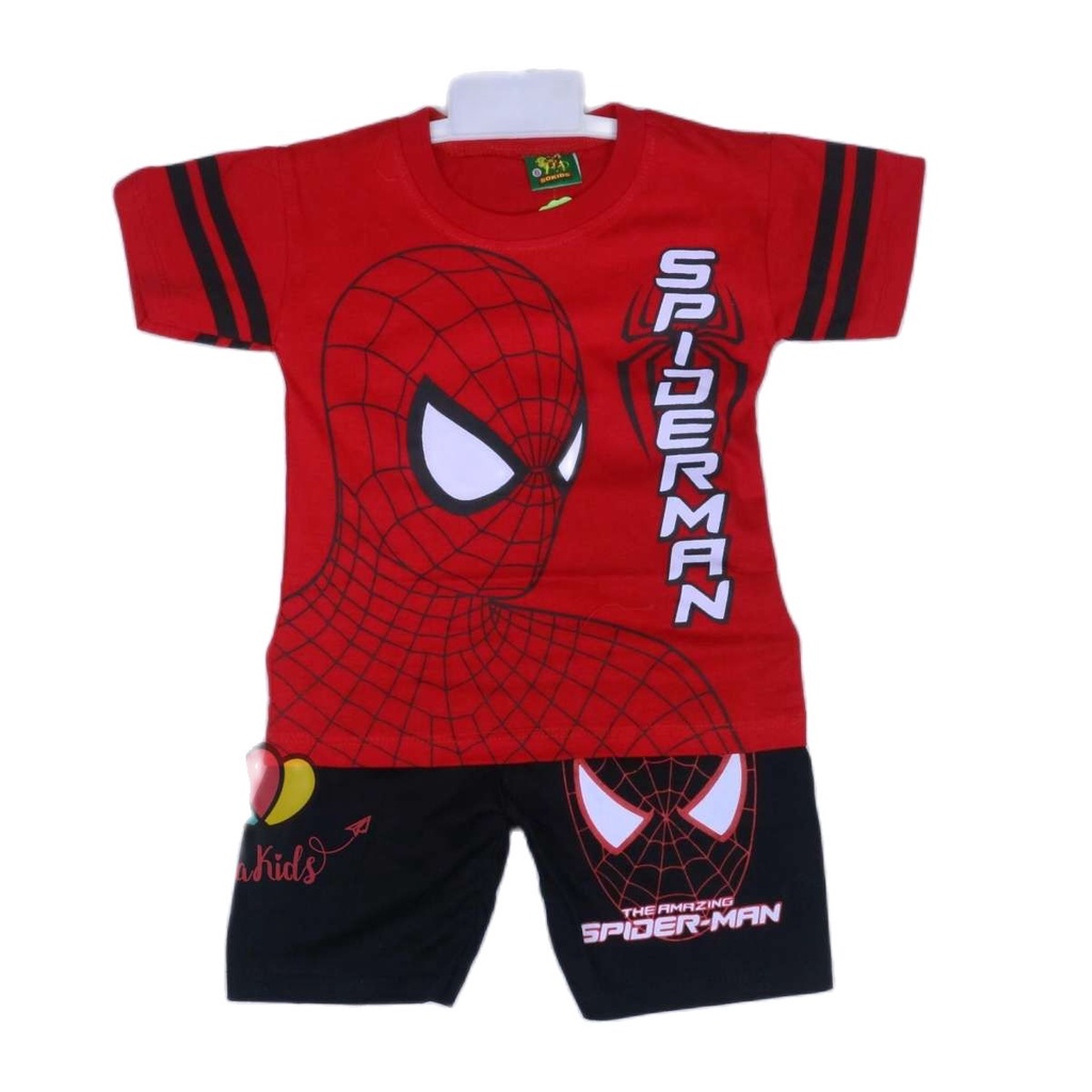 BAJU SETELAN ANAK LAKI LAKI KARAKTER/MOTIF SPIDERMAN USIA 3 BULAN-10 TAHUN