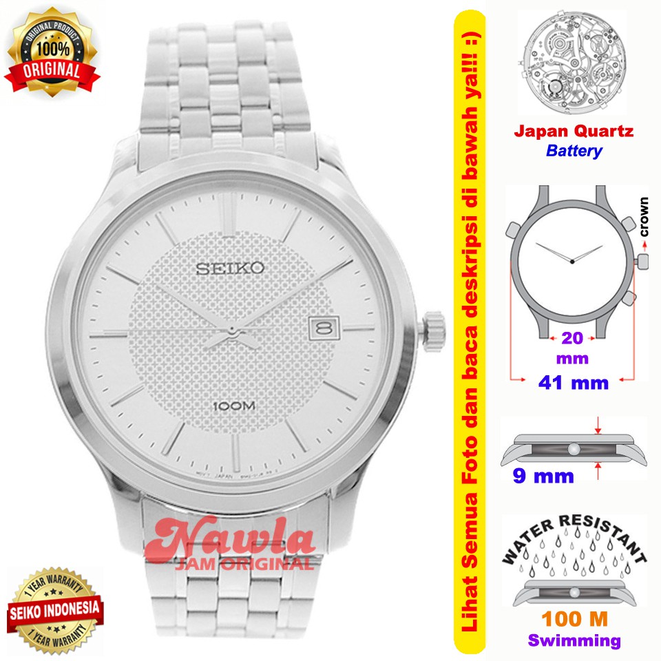 Seiko Quartz SUR289P1 Neo Classic Silver Dial - Jam Tangan Pria SUR289