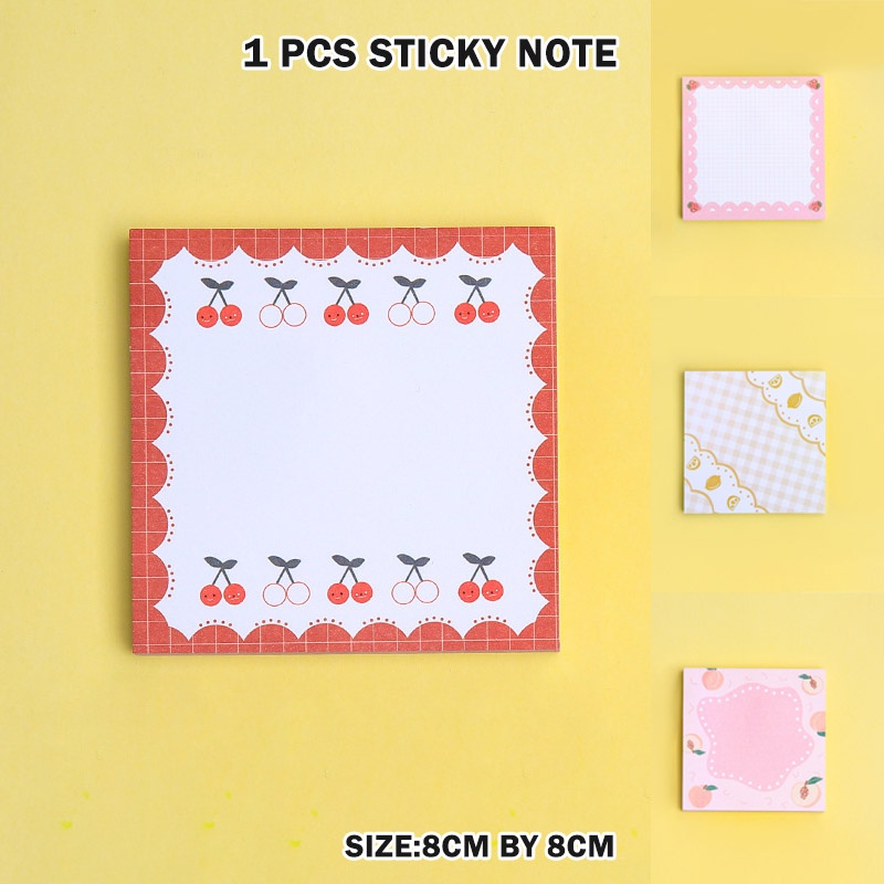 80 Lembar Sticky Notes Motif Buah Lucu Portable Untuk Stationery Sekolah / Kantor