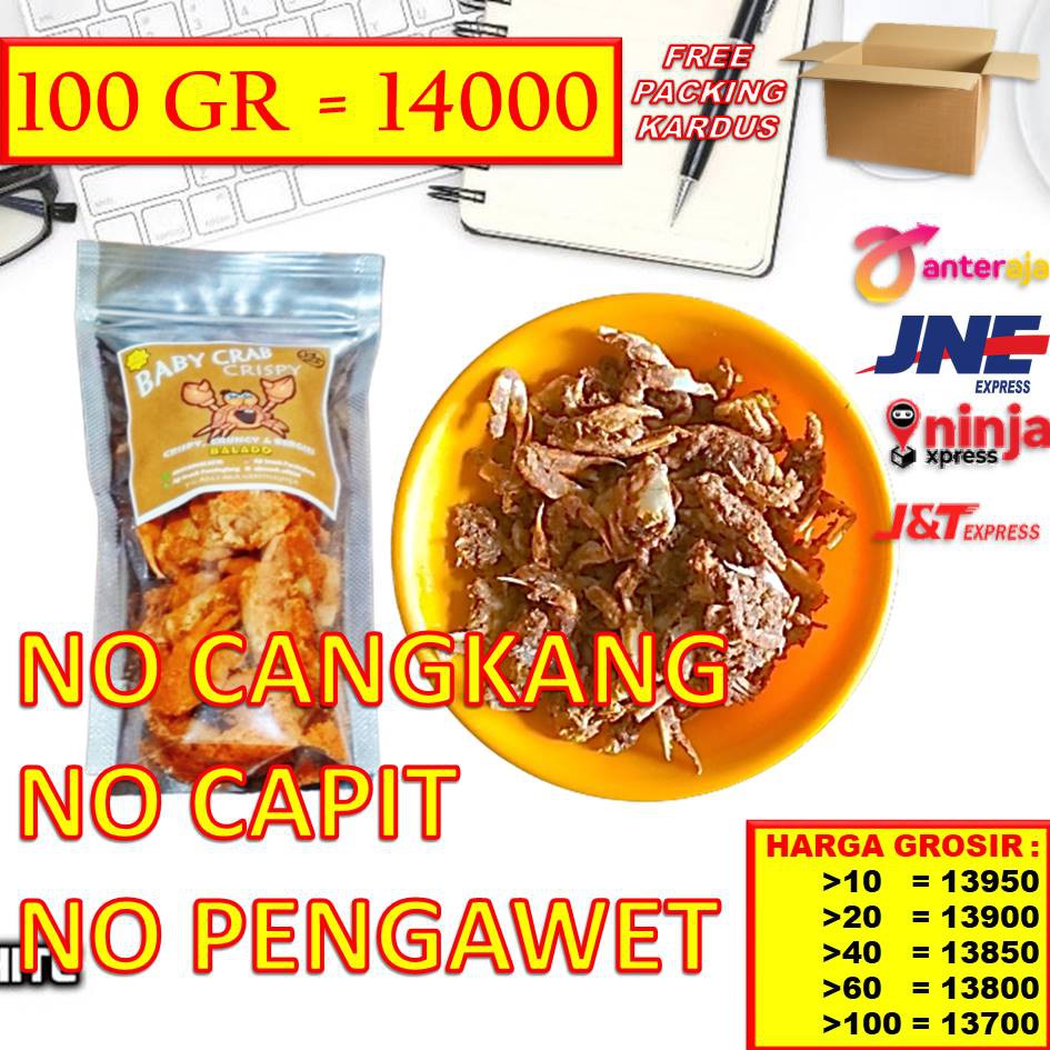 

CRABY KRIPS / BABY CRAB CRISPY / CRAB CRISPY / KERIPIK KEPITING / SNACK BABY CRAB / BABY CRABS 100GR