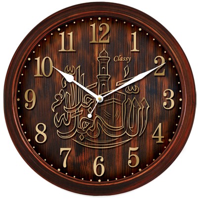 Jam Kaligrafi Motif Gurat Kayu Indonesia