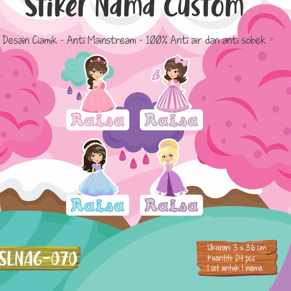 

SLNAG-070 sticker nama anak kartun girl princess lucu perempuan funny <