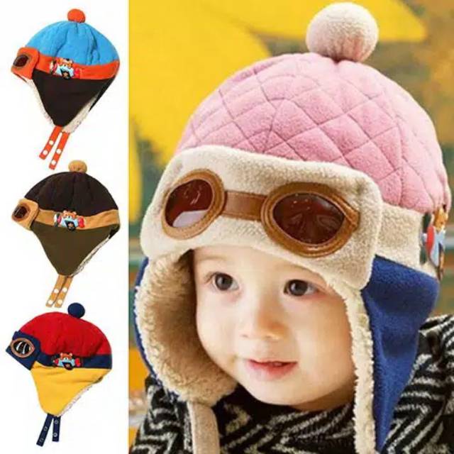 Topi pilot kupluk balita model pilot Topi anak - topi musim dingin anak - KOREAN BABY HAT