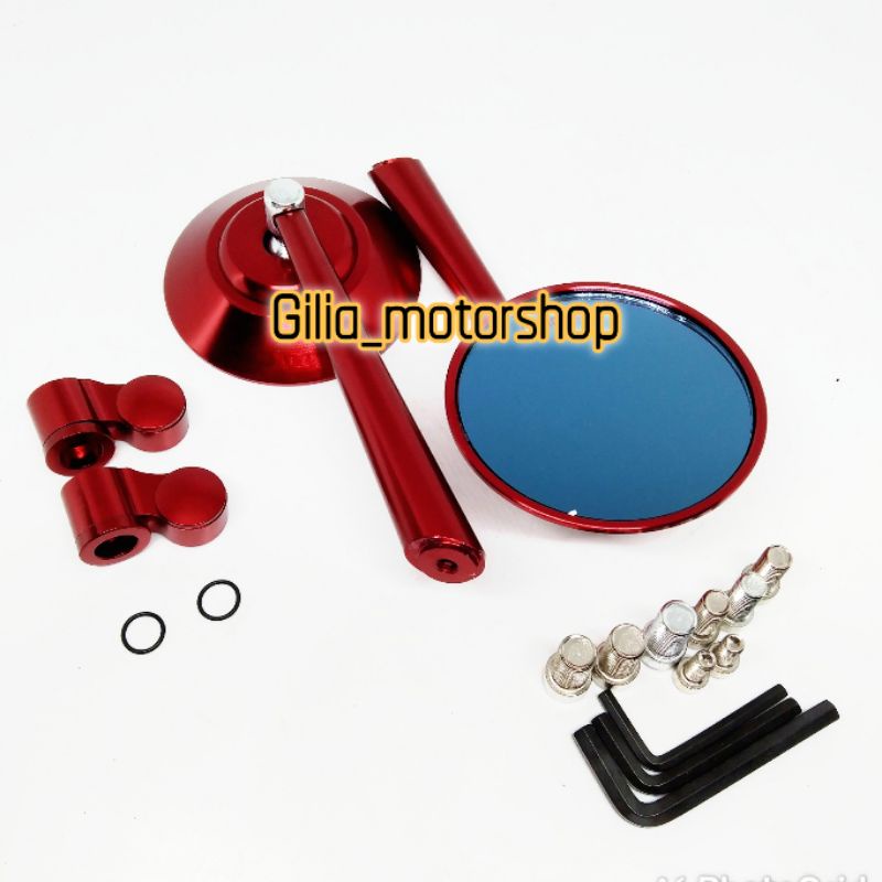 Spion Bulat Classic Jokowi Full CNC  Mirror Blue Universal Motor Vespa,Fino,Mio,Scoopy,Nmax,PCX Vario dll