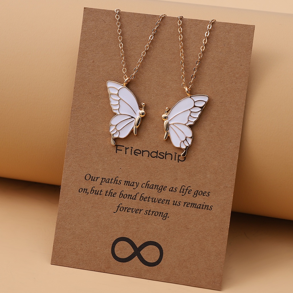 2pcs Kalung Rantai Desain Butterfly Untuk Aksesoris Pasangan