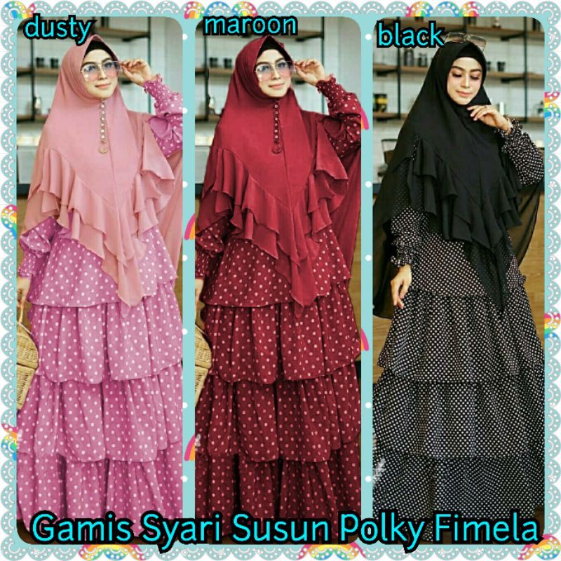 Gamis Syari Susun Polky Fimela