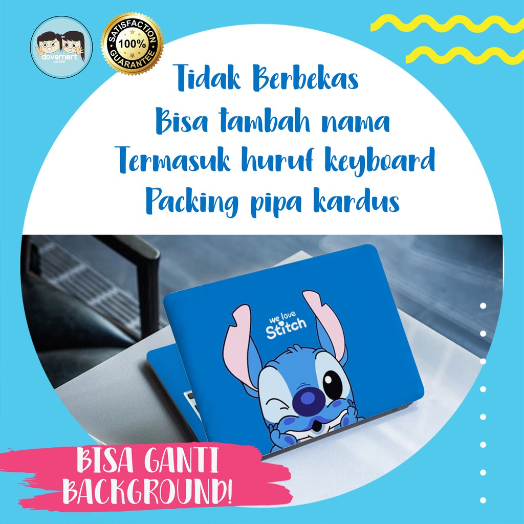 Garskin Laptop Stiker Anti Gores Full Body Stitch Custom 10 12 13 14 15 inch Universal Untuk Semua M