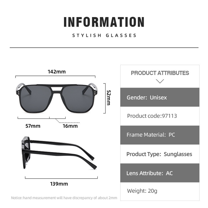 Kacamata Hitam Model double beam Gaya Retro