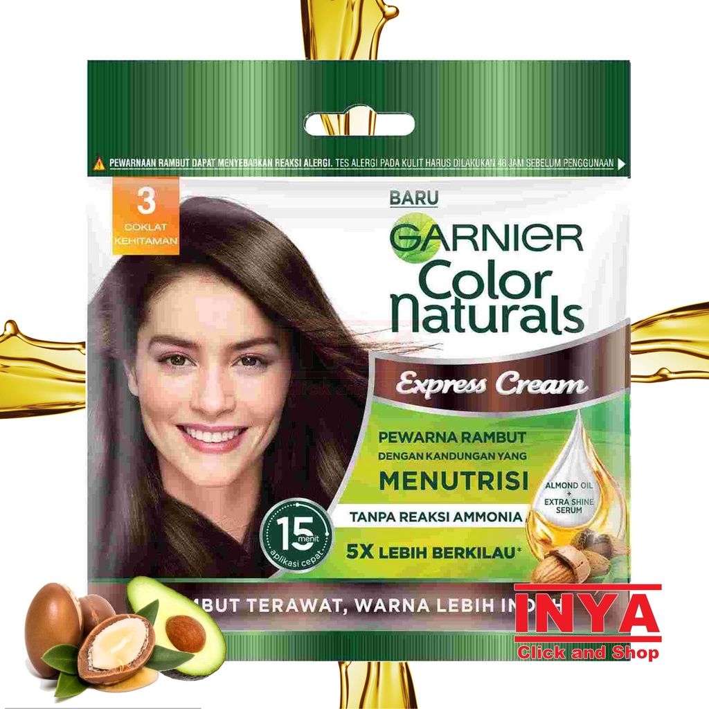 GARNIER COLOR NATURAL EXPRESS CREAM 3 COKLAT KEHITAMAN 20mlx20gr SACHET