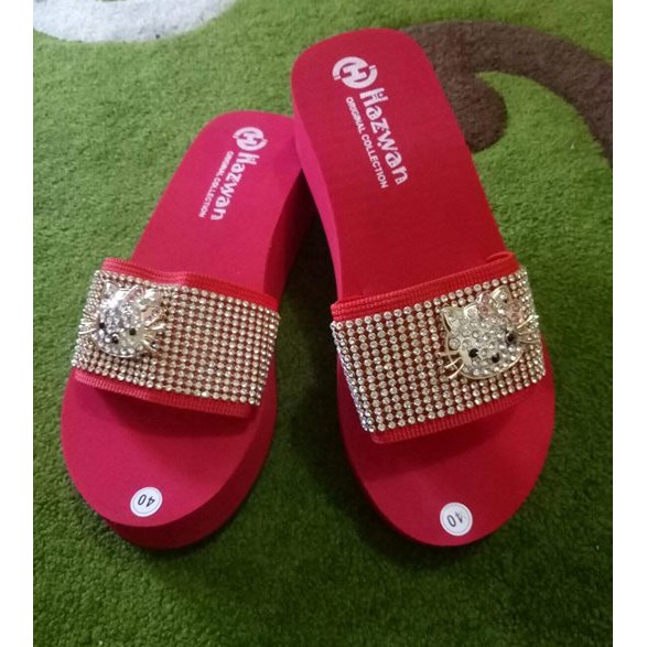 Sandal Wanita Hazwan Slop Merah TANPA HELLO KITTY
