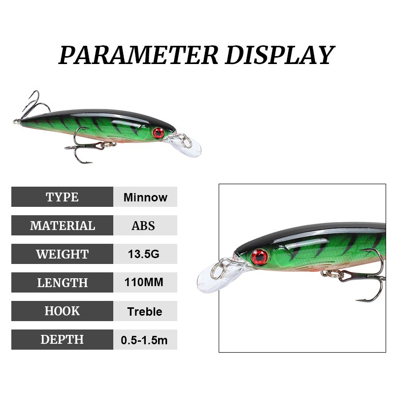 Shengyao New 1pcs 11cm/13.5g Floating Minnow Umpan Pancing Swimbait Fishing Lure Ikan Wobbler Bait Bass Kail