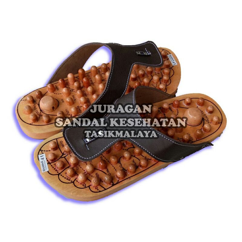 Sandal Kesehatan Kayu Jepit Sendal Slop Alas Kaki  Rematik Akupuntur Terapi Cucuk Refleksi Hasbina