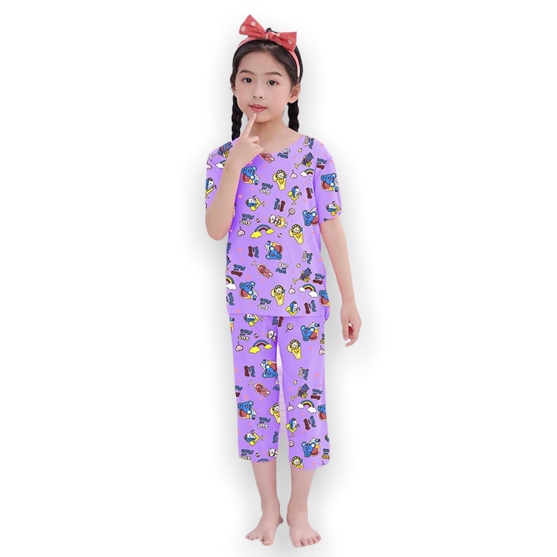 Baju Tidur Anak 3/4 Perempuan dan Laki Usia 2 - 7 Tahun Stelan Celana Rabbit