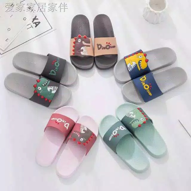 Sandal wanita Sandal selop wanita karet jelly Karakter Dinosaurus - Pink, 40