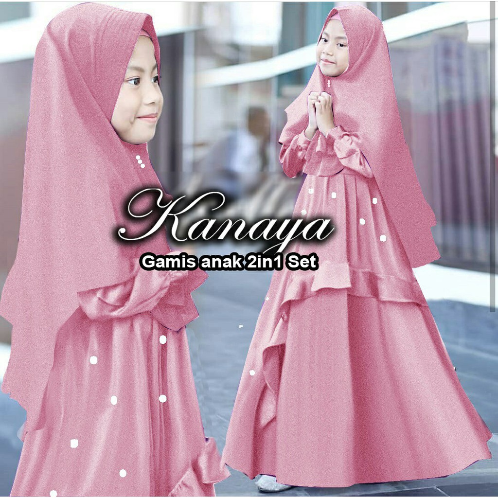 HCL Dress Kaylia &amp; Bergo - Dress Muslim Anak Perempuan