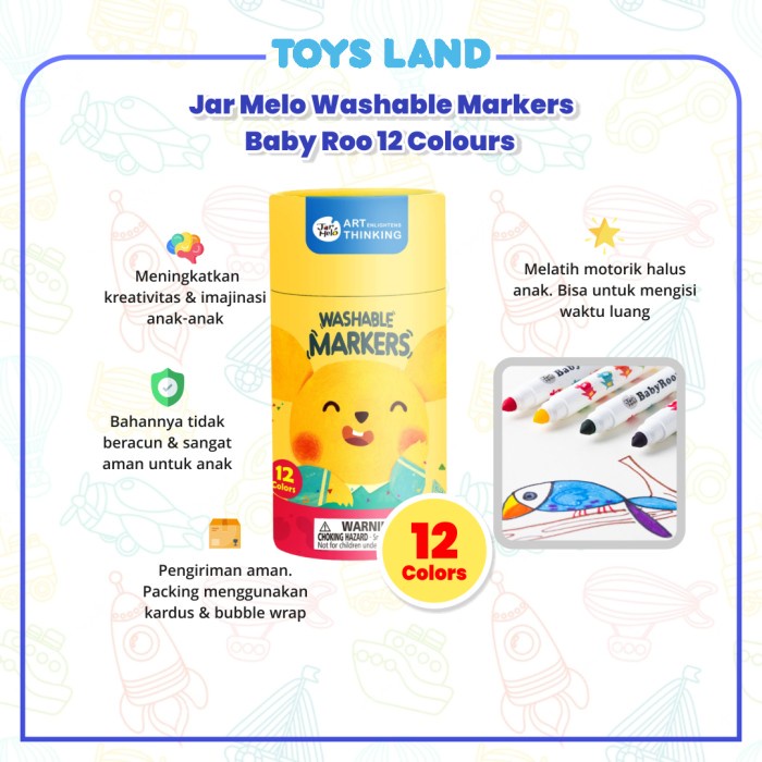 

Jual Washable Markers - Baby Roo 12 Colors/Spidol Washable/Washable Markers Terbatas
