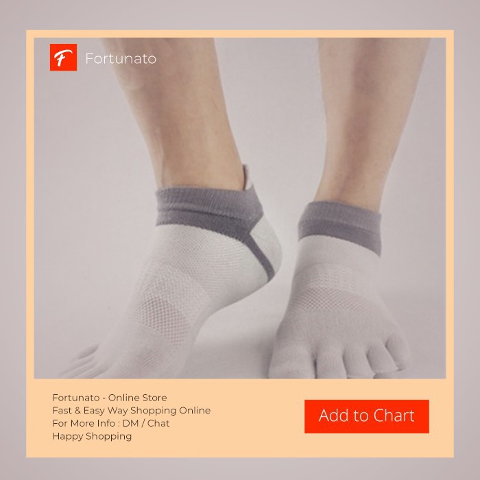 Grab Medan Kaos Kaki Lima Jari Unisex Five Toe Socks Cockcon QTJ58 Sports Wear Black Gray