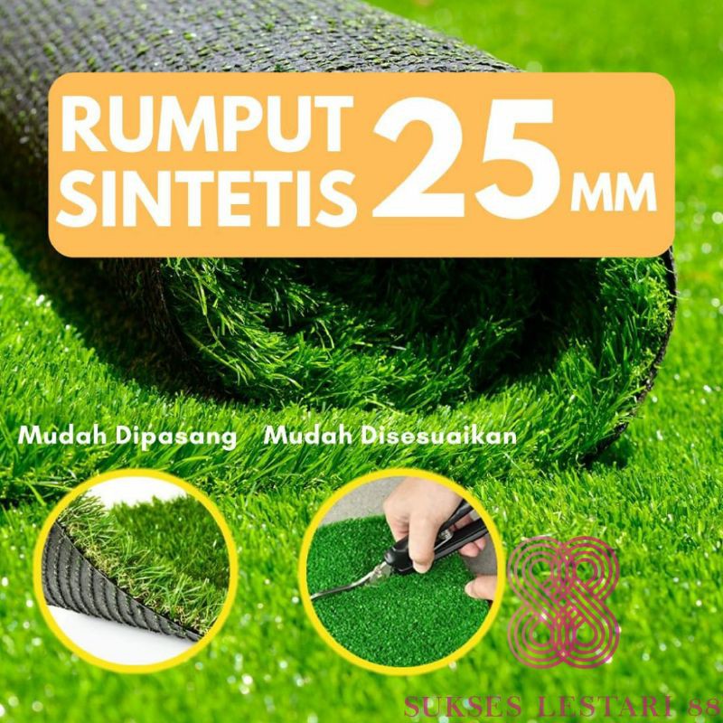 Karpet Rumput Sintetis Palsu UK 0,5x0,5M TEBAL 25mm Lapangan Golf Futsal HIGH QUALITY