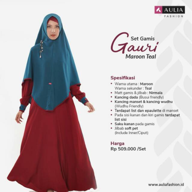 SET GAMIS GAURI MAROON TEAL / GAMIS SYAR'I