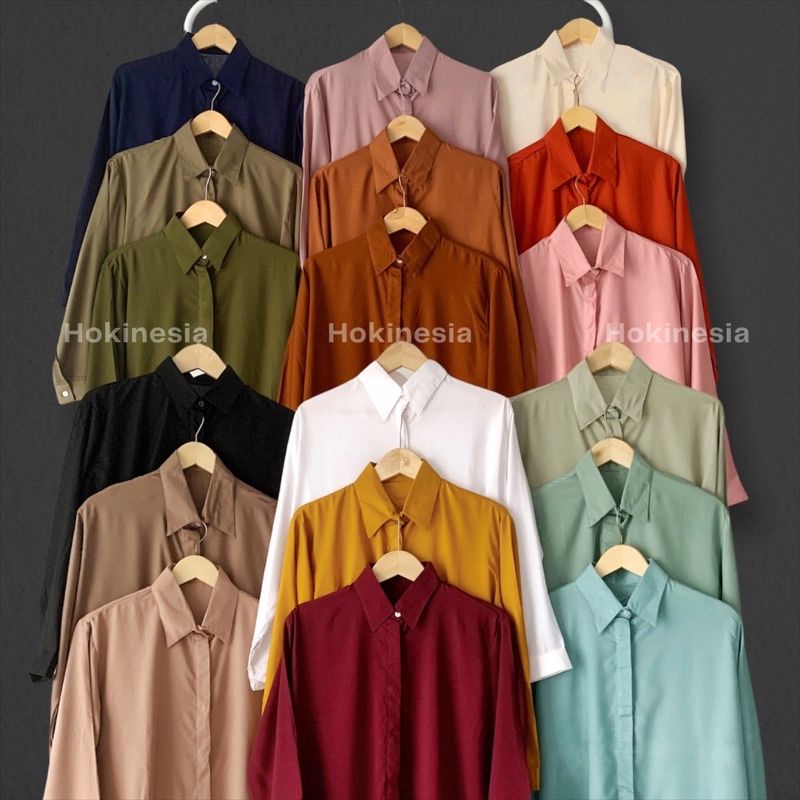 READY STOCK KEMEJA RAYON POLOS KERJA //AUDY SHIRT POLOS//KEMEJA RAYON POLOS KANCING (1KG MUAT 8PCS)