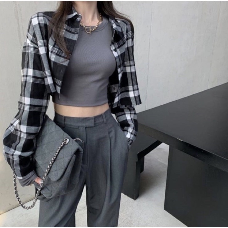 FC - KEMEJA JENNIE CROP TOP