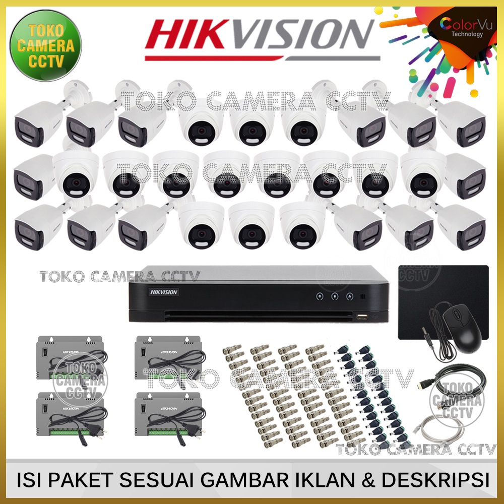 PAKET CCTV HIKVISION COLORVU 5MP 32 CHANNEL 28 KAMERA