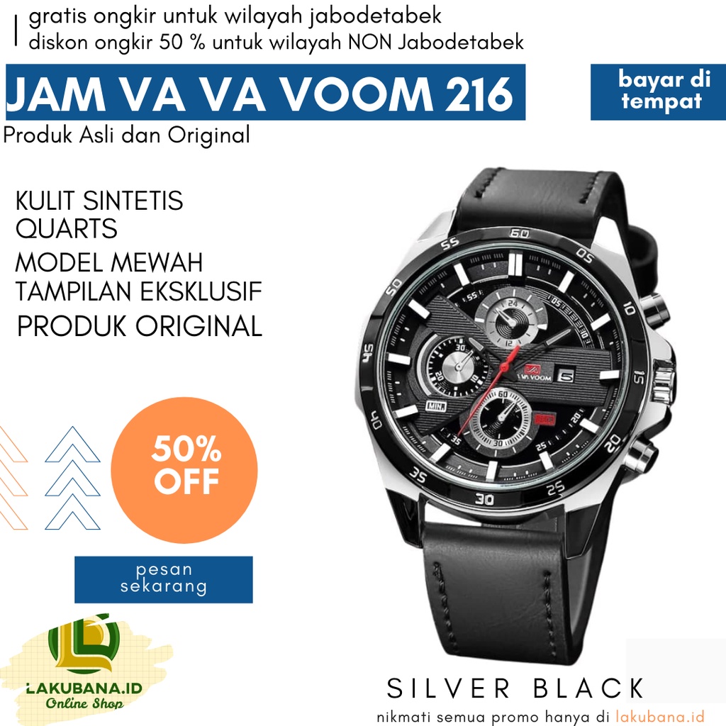 GRATIS ONGKIR - Jam Tangan Pria Va Va VOOM Silver Black 216