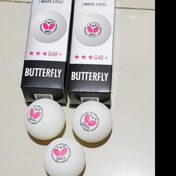 Bola Ping Pong Tenis Meja Bola pingpong Butterfly G40+ putih isi 3