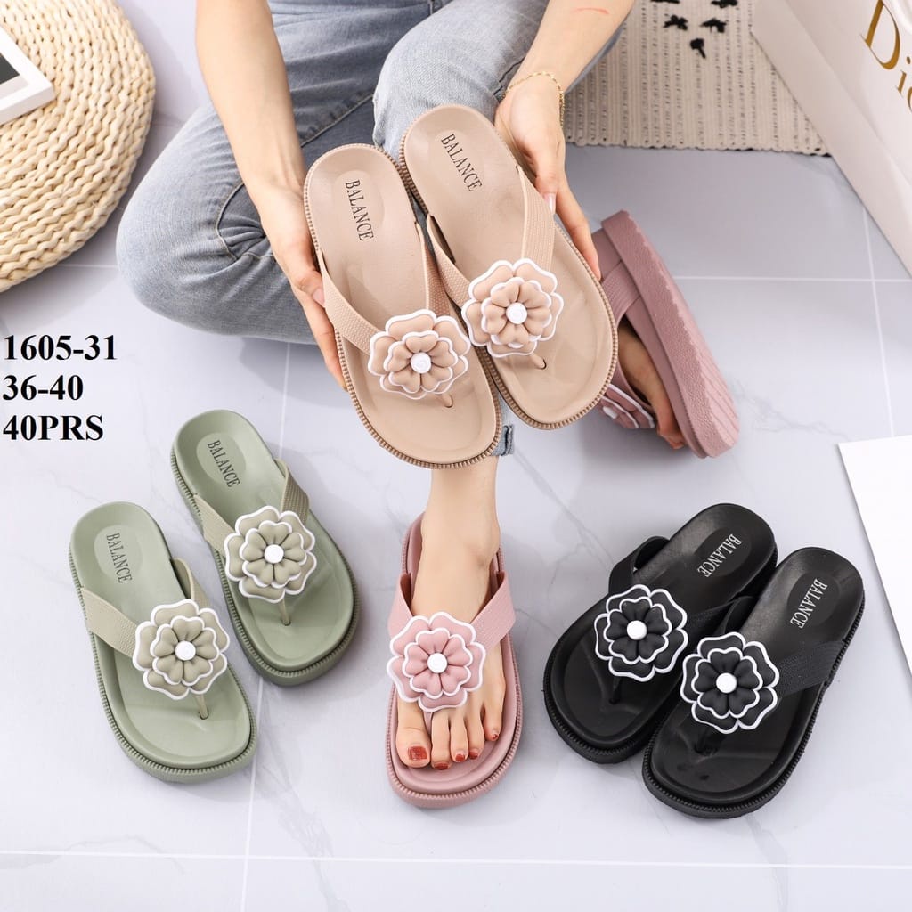 Sandal wanita jepit jelly motif bunga