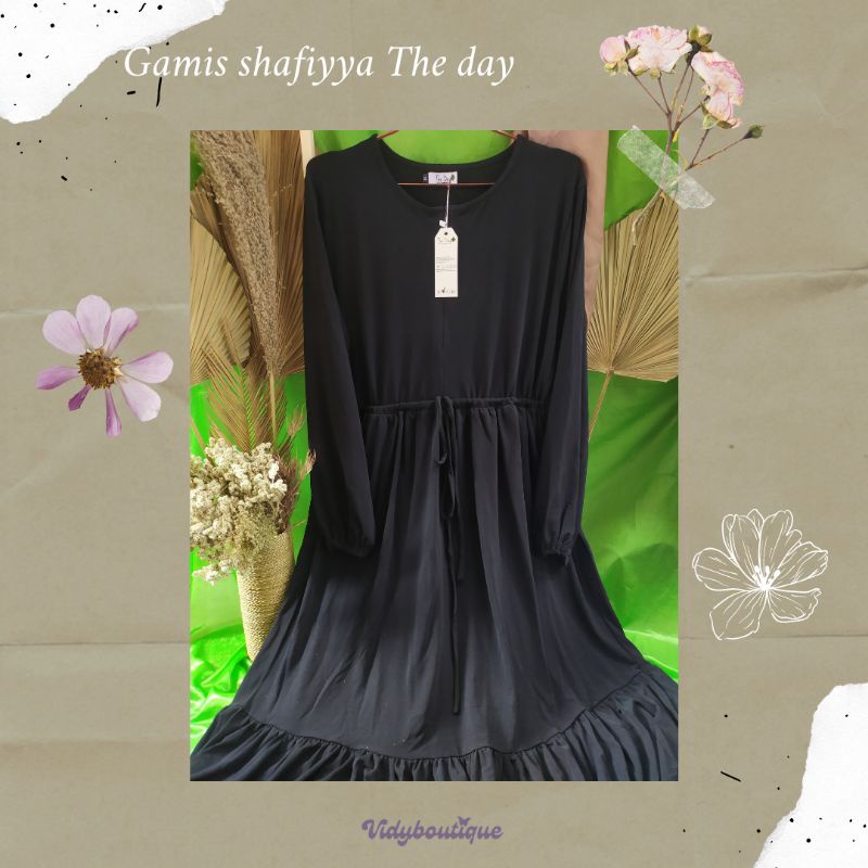 HOMEDRESS POLOS HITAM/ GAMIS SHAFIYYA  THEDAY WARNA HITAM BAHAN JERSEY PREMIUM