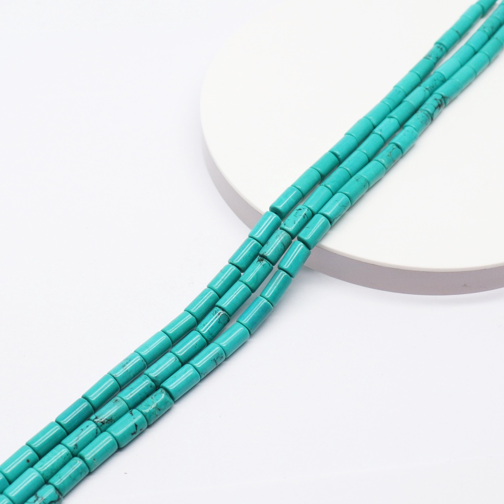 Manik-Manik Batu Turquoise Howlite Size 7x11 mm Bentuk Tabung | Manik Batu Turquoise Howlite Asli Ba
