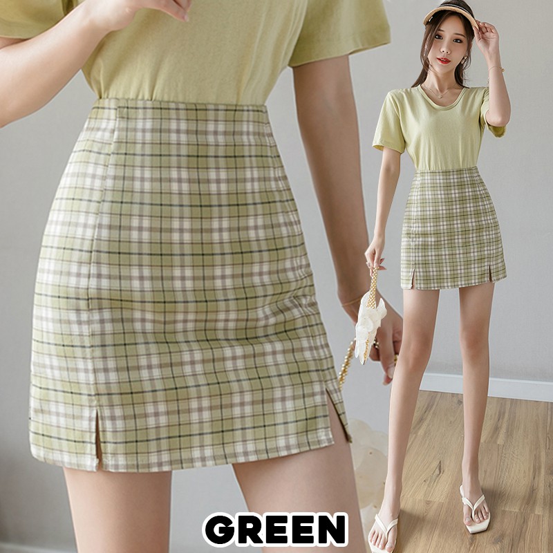 KARAKOREA 8201 Rose A Line Skirt/lipit skirt/Rok Pendek Wanita/Rok Mini/Plaid Skirt/Square skirt/Rok Korea Skirt