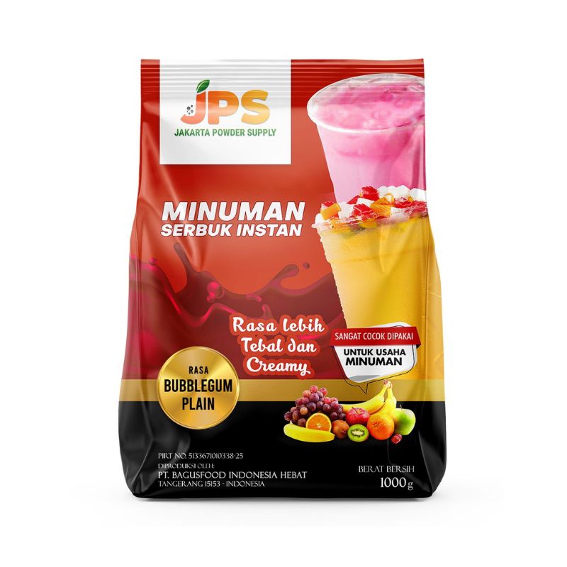 

Bubuk Minuman 1 kg Rasa Bubble Gum - JPS Powder Plain Tanpa Gula Serbuk Instan