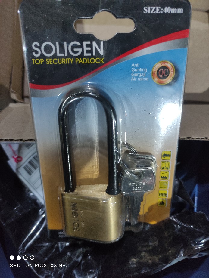 Gembok Soligen Baja Hitam 40 Mm Panjang