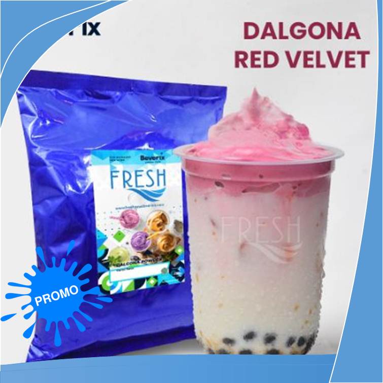 

SERBUK MINUMAN ANEKA RASA DALGONA RED VELVET KEMASAN 1KG MIX GULA BEVERIX POWDER DRINK