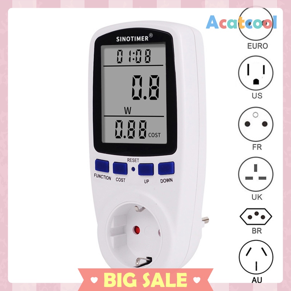 Plug in Power Meter Electricity Analyzer Monitor Socket Voltage Wattmeter