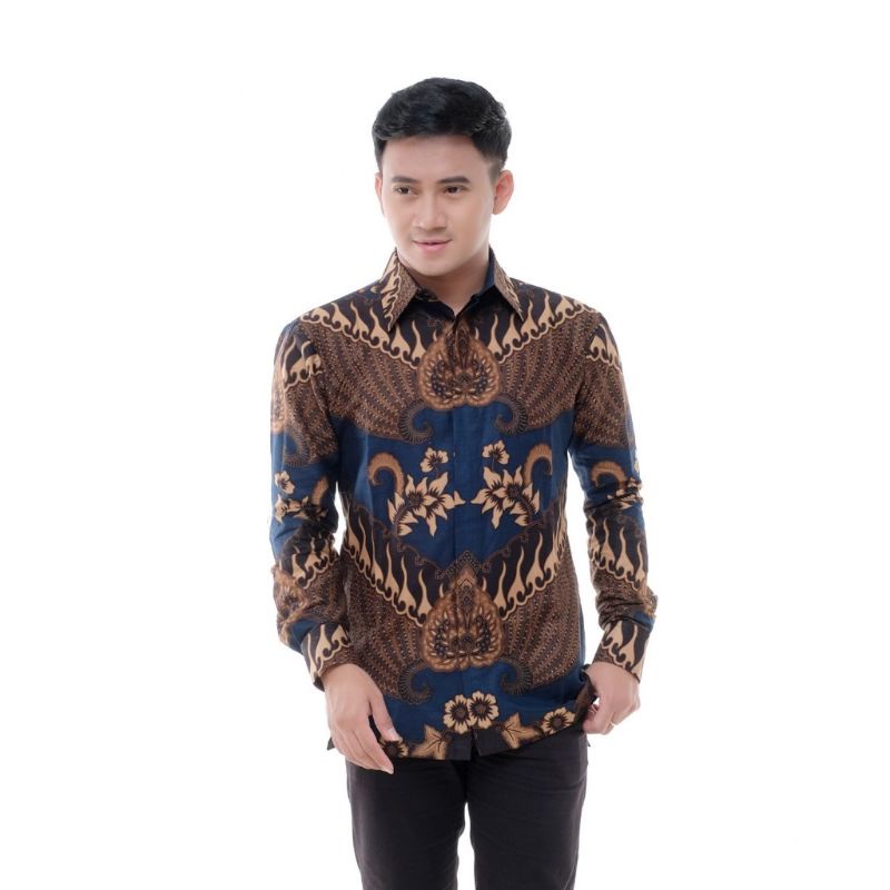 Batik Pria Lengan Panjang BATIK BERKAH HRB026 motif KERATONAN Kode 002 size M L XL XXL Reguler