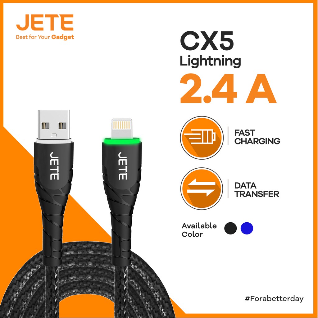 Kabel Data Fast Charging 2.4A for Iphone Jete CX5 Original