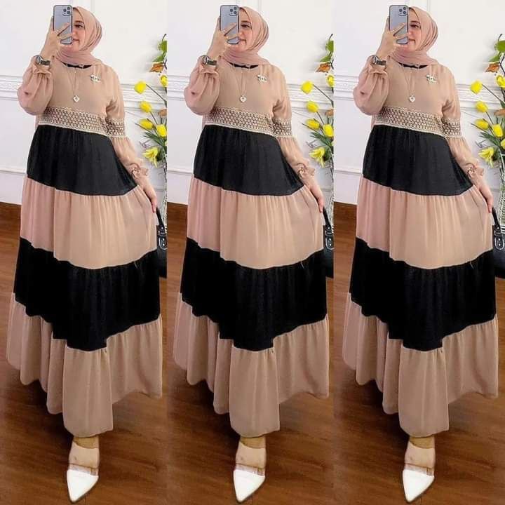 Zihan Gamis Wanita Rayon Premium Dress Wanita Lengan Panjang Busui Fashion Muslim Kekinian LD 112 cm