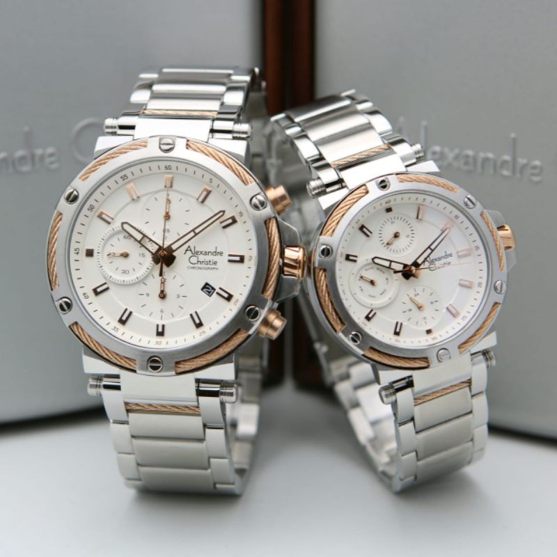 ALEXANDRE CHRISTIE AC 6561 SILVER ROSEGOLD COUPLE AC6561 ORIGINAL