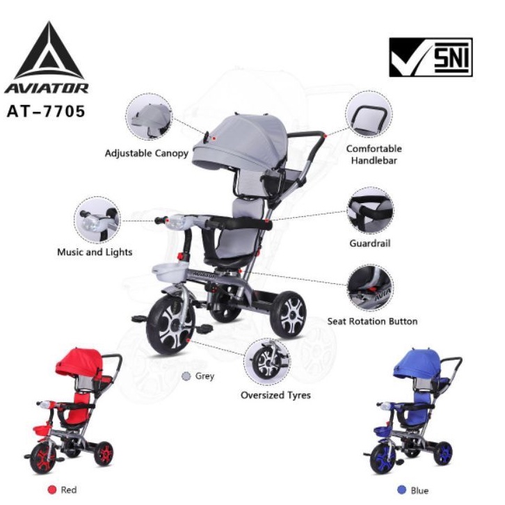 Sepeda anak roda tiga ticycle aviator AT 7705