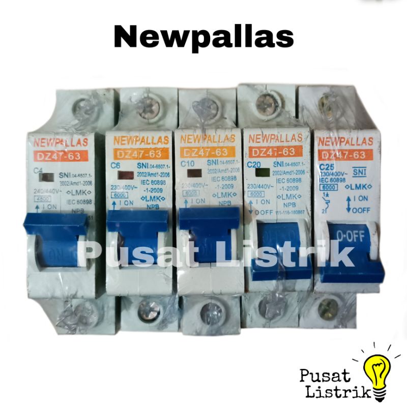 MCB Newpallas 1 Phase 2A, 4A, 6A, 10A, 16A, 20A, 25A, 32A Pemutus Arus 2A-32A